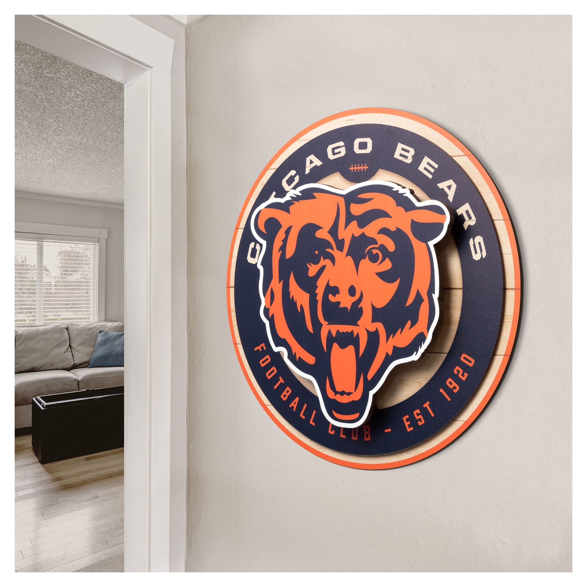 IDNA Chicago Bears 15" x 15" 3DX Logo Circle Backer Wall Art