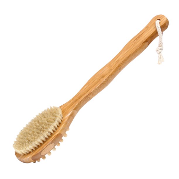 Soft bamboo pig bristle doublesided massage Body Brush Back Scrubber