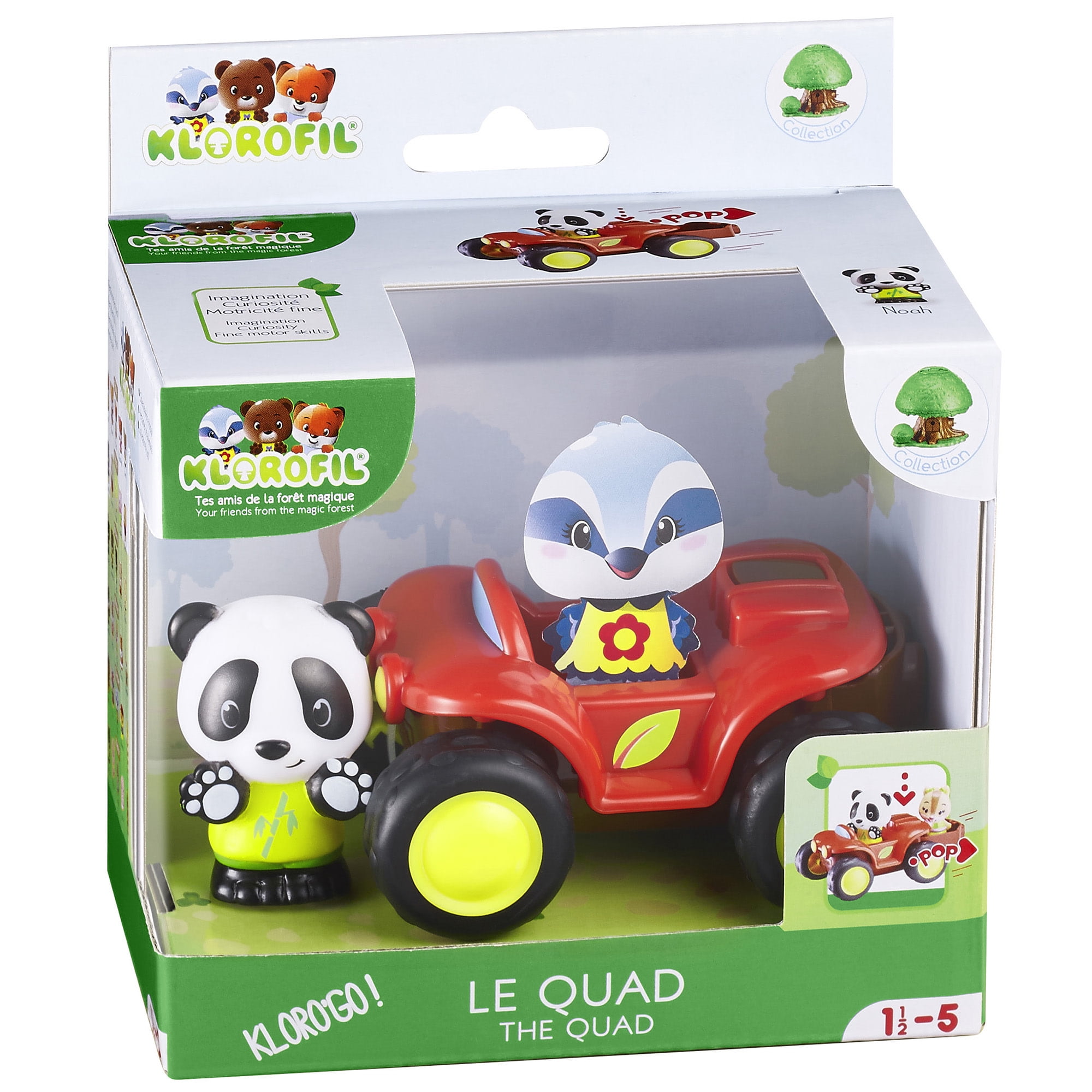 Timber Tots: The Quad - Red - 2pc, ATV Bike Vehicle & Panda Animal Figurine, POP Feature Storage Trunk, Nature Toy Playset, Kids & Toddlers 18Mo+