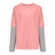 thumbnail image 4 of Blusa de manga larga de dos pines falsos con empalme a rayas y cuello redondo para mujer Pompotops gfhjh19628, 4 of 6