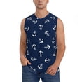 thumbnail image 3 of Uemuo Nautical Themed Simple Anchors Pattern Men's Sleeveless T-Shirt,Muscle Athletic Tank Top, Moisture-wicking Quick-dry Breathable Classic Tee Top for Gym Run Outdoor Sports-, 3 of 8
