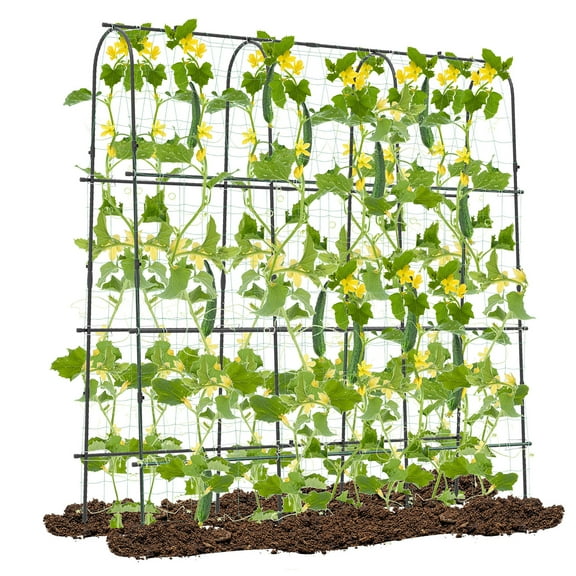 Gymax 71'' x 71'' U-Shaped Garden Trellis w/Tear-resistant Netting Sharp Ground Stakes