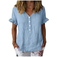 thumbnail image 2 of Womens Summer T-Shirts Short Sleeve V Neck Tops Loose Shirts Trendy Lightweight Soft Casual Summer Outfits Clothes, 2 of 7