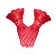 thumbnail image 2 of Guantes cortos de encaje para mujer, guantes de rejilla, lazo, de moda, formales para bodas, transparentes para Rojo, 2 of 9