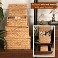 thumbnail image 6 of TREVIETDECOR Wicker Storage Baskets with Lids, Set of 3 Rectangular Water Hyacinth Woven Decorative Bins for Bathroom, Bedroom and Shelves, 6 of 8