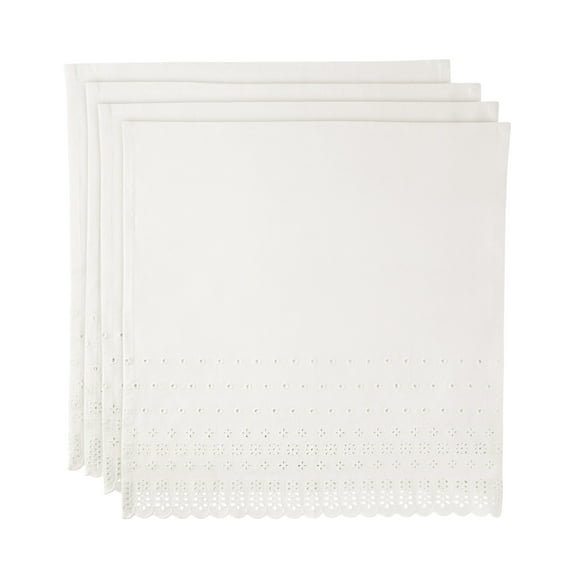 The Pioneer Woman Eyelet 100% Cotton Fabric Napkins, 20" x 20", Set of 4, White