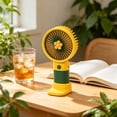 thumbnail image 3 of Cute Handheld Mini Fan Portable Rechargeable Small Fan with Floral Design, USB Charging, Built-in Stand, Ideal Gift for Summer Outdoor Use, 3 of 5