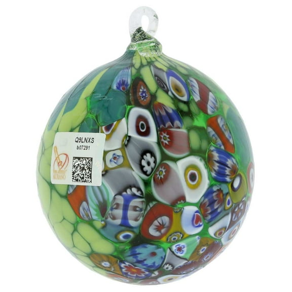 GlassOfVenice Primavera Millefiori Murano Glass Christmas Ornament - Green