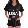 thumbnail image 4 of Womens 4th of July Scrub Tops USA Flag Print Short Sleeve Nurse Working Uniforms Soft Stretchy American 250 Anniversary Scrub T Shirts, 4 of 4