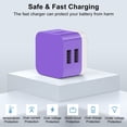 thumbnail image 2 of USB Wall Charger,Type C Charger with 2 Pack Type C Charging Cable Cord 6FT USB C Cable Phone Cables,2.4A Dual Port Phone Charger Android Charger Block USB Plug Adapter USB Charging Block,Purple, 2 of 8