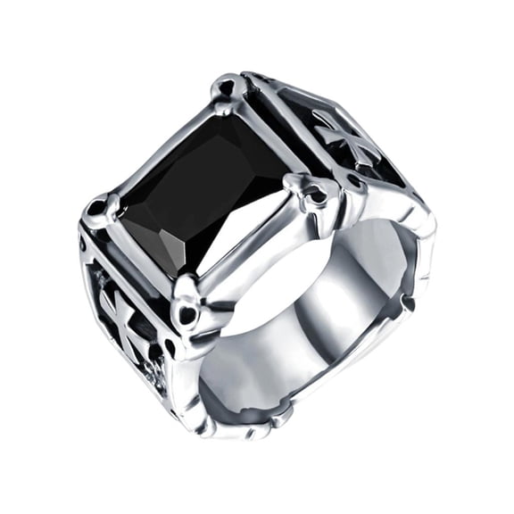 Cubic Zirconia Cushion Cut Gothic Crossed Ring Edgy Unisex Accessory for Party