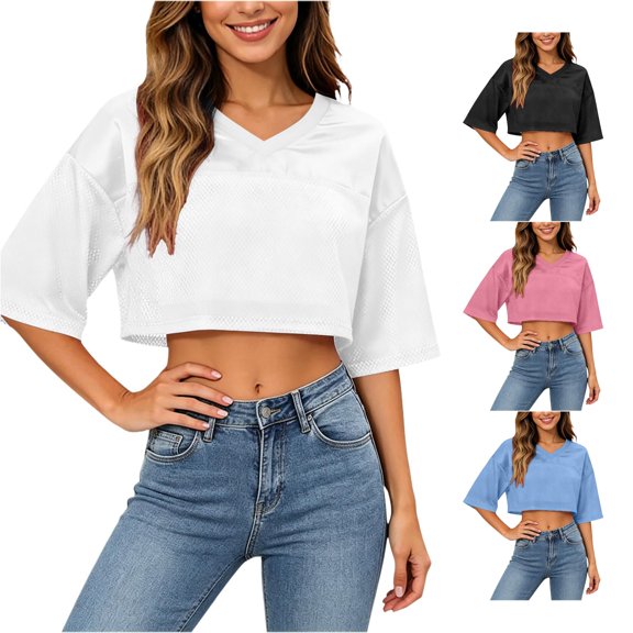 RUTAYY Women's T-Shirt Solid Color V-Neck Athletic Casual Short Sleeve Streetwear Lightweight Tops Fashion Beach Tees