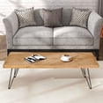 thumbnail image 2 of Kidkapers Ash Wood Finished 43" Coffee Table: Center Table with Chevron Pattern & Metal Hairpin Legs - Perfect for Living Room, Bedroom, 2 of 5
