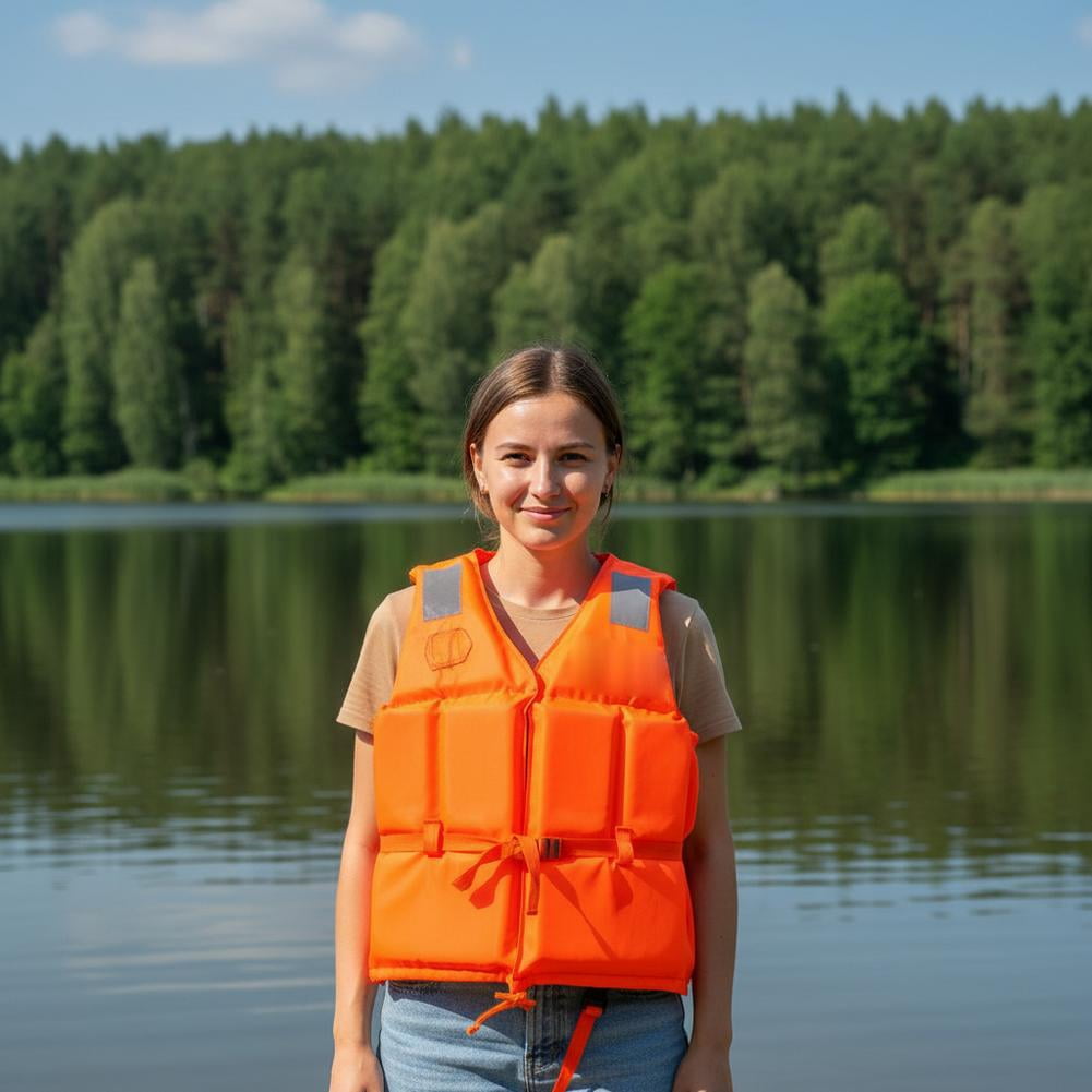 Life Jacket for Adults Basic Universal Foam Life Vest Preserver (PFD) in Orange