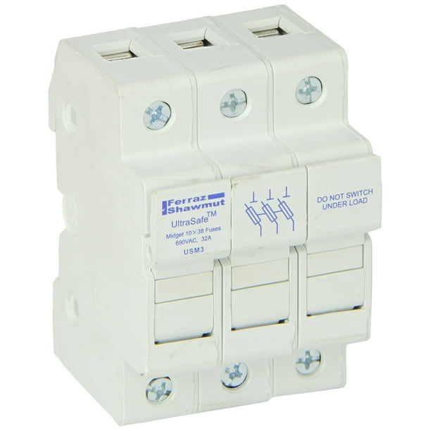 MERSEN/FERRAZ SHAWMUT USM3 Fuse Block,Midget and CC Class,30A,3 Pol