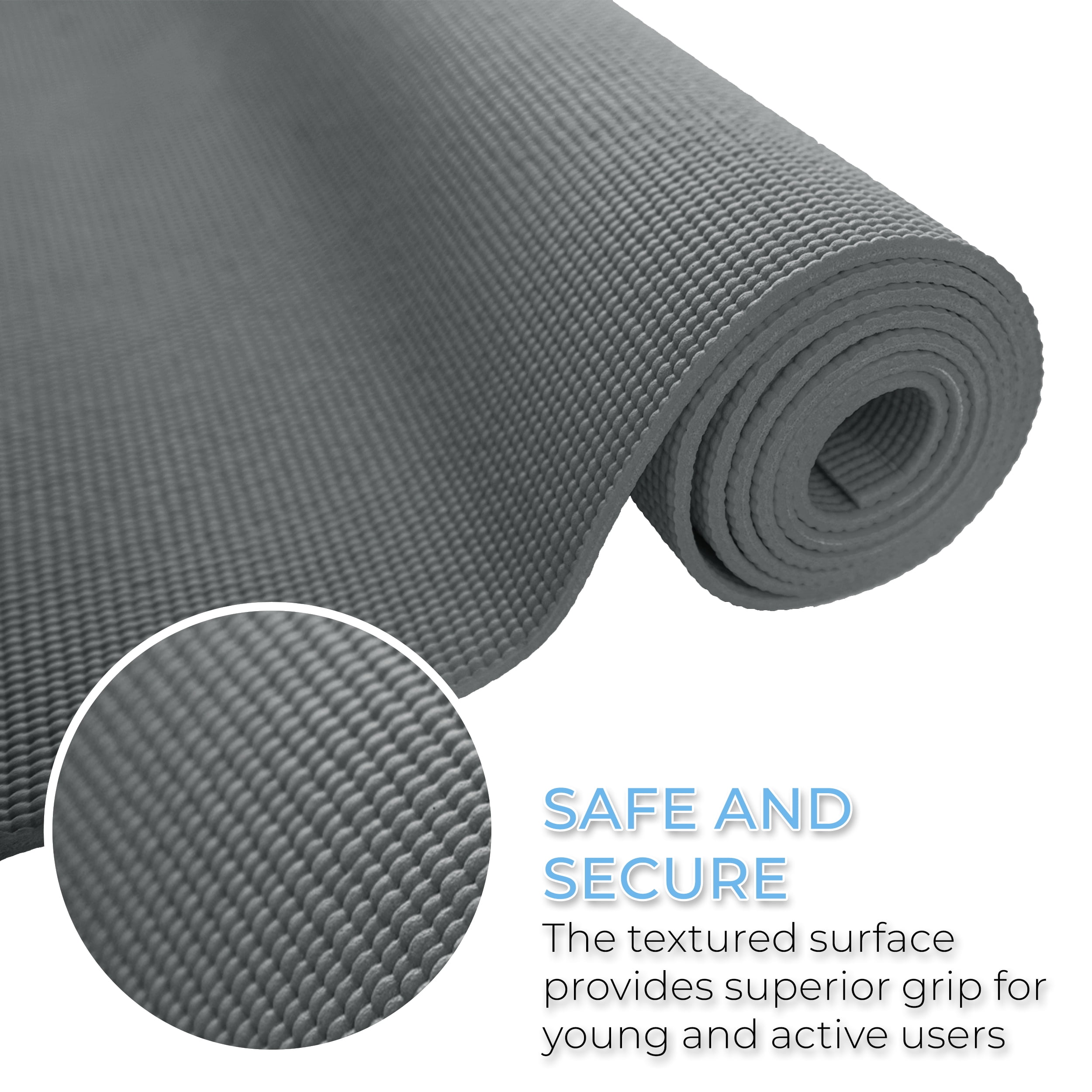 Hello Fit Bulk Yoga Mats, 10-Pack – 68" x 24", 4mm Thick, Non-Slip & Non-Toxic – Ideal for Schools, Studios & Gyms, Cool Gray