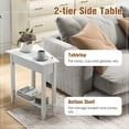 thumbnail image 6 of Gymax 2 PCS 2-Tier End Table Irregular Narrow Sofa Side Nightstand w/ Storage Shelf White, 6 of 9