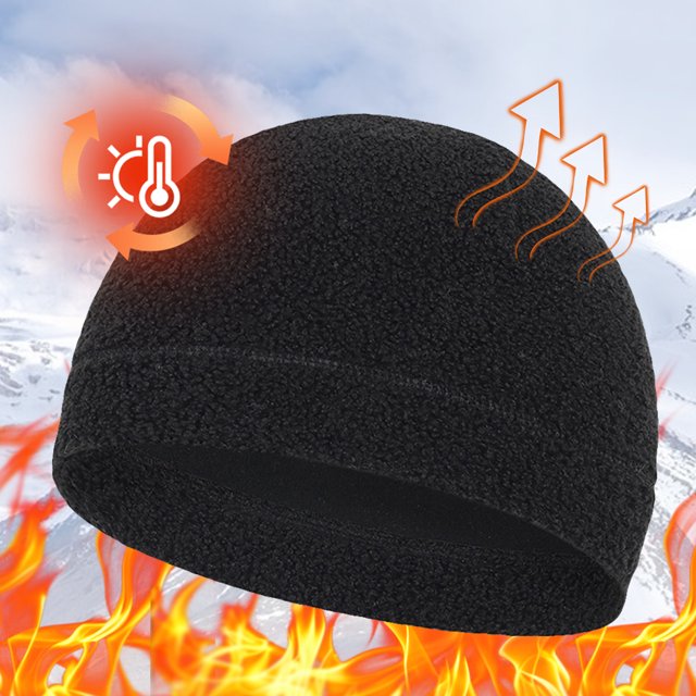 Gorro cálido de lana polar unisex Gorro con calavera a prueba de viento para hombres y mujeres (negro)