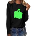 thumbnail image 3 of Camiseta luminosa de manga larga verde fluorescente de noche de Halloween para mujer Tops Fridja  hj2631, 3 of 7