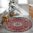 thumbnail image 4 of Boho Abstract Plant Round Living Room Rugs 4 ft, Vintage Red Blue Geometric National Medieval Trible Area Rug with Non-Slip Sturdy Edge Binding Round Carpet for Entryway Kitchen Bedroom Bathroom, 4 of 9