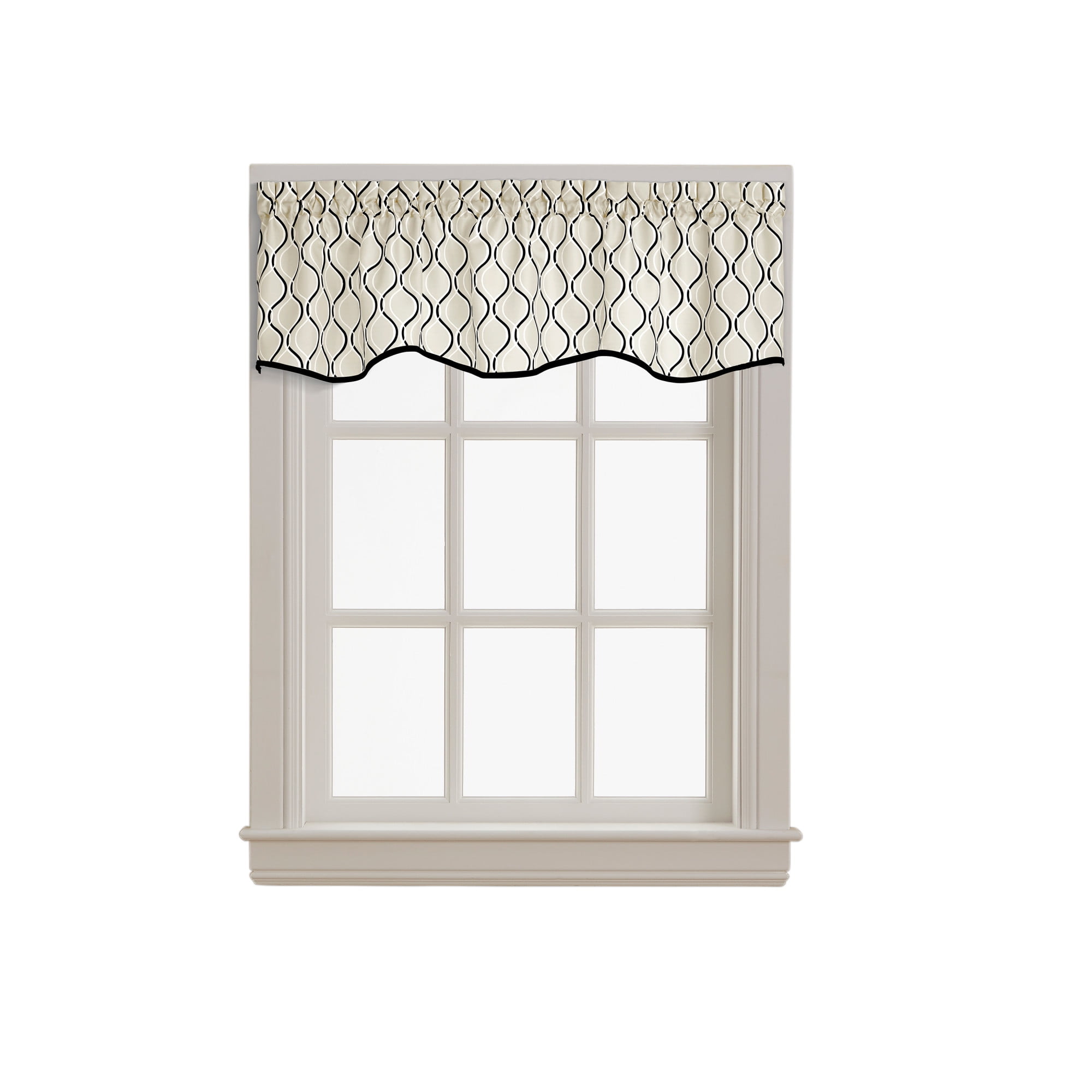 Curtainworks Morocco Scallop Valance Black, Indoor, 100% Polyester, 58"W x 14"L, 1 Piece, Adult