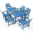 thumbnail image 4 of Aiho 7 Pieces Patio Table and Chairs Set, All-Weather HDPE Outdoor Dining Set with Umbrella Hole & 6 Dining Chairs, Perfect for Garden, Yard, Blue, 4 of 10