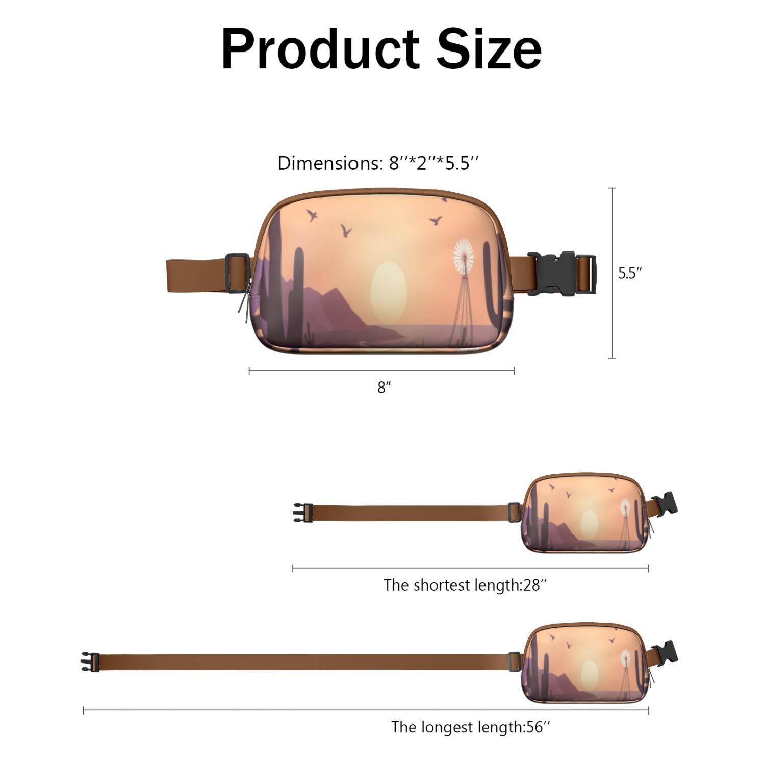 Waist Bag Fashion Adjustable Belt Bag for Travel Cactus Desert HandsFree Running Belt for Jogging for Travel Daily Leisure