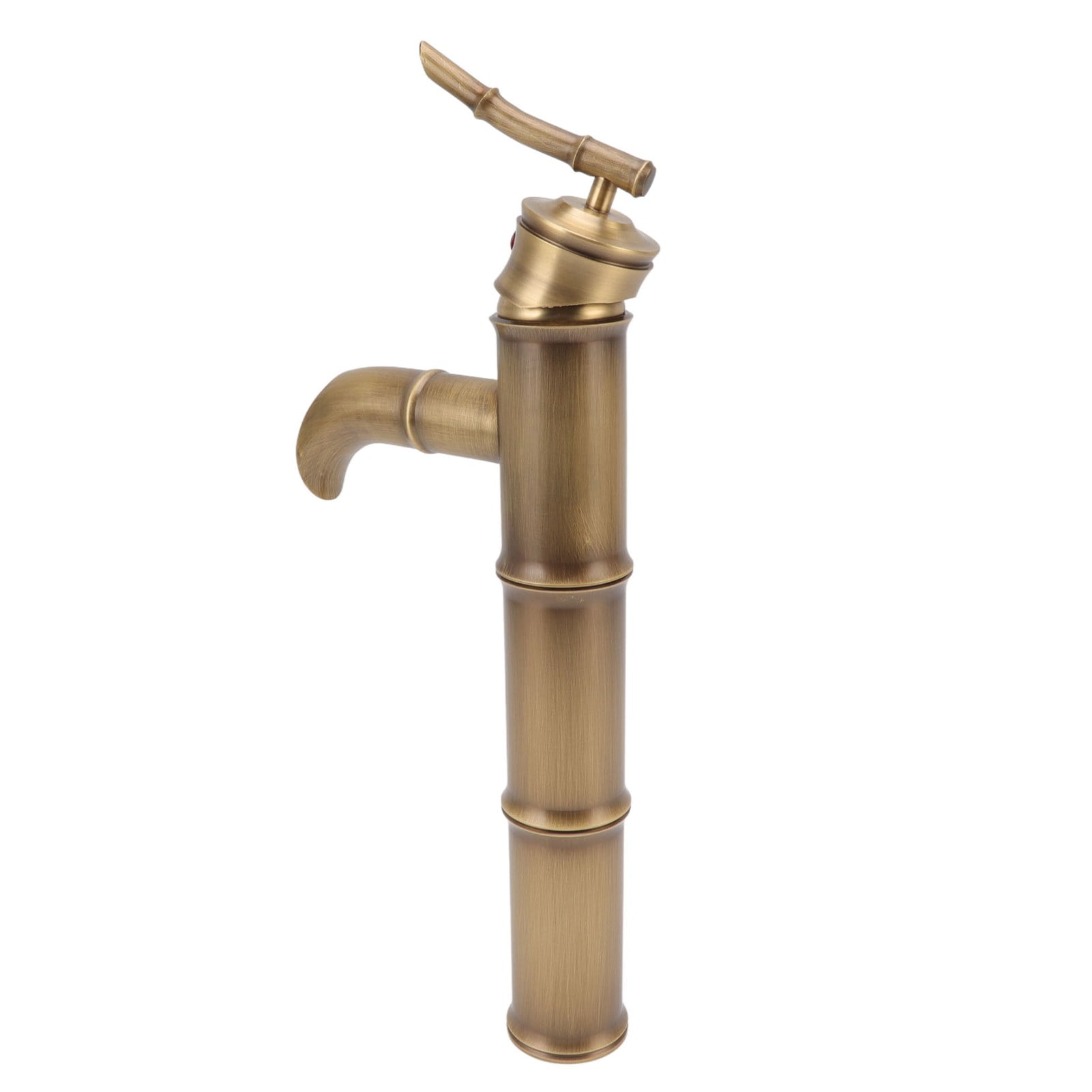 Riousery All Copper Antique Faucet 3 Sections Bamboo Joint Single Hole Basin Tap Bevel Mouth Toilet Cold Hot Sink Faucet with Gaskets and Hoses Included for Bathroom Vanity