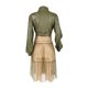 thumbnail image 5 of Abrigo para mujer, cuello en V, vestido de cuero ajustado, informal, cuello levantado, costura, mangas de color sólido, vestido, gabardina informal, chaqueta, Tops Fridja  po5217, 5 of 7
