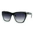 thumbnail image 4 of Womens Oversized Thick Plastic Cat Eye Rectangular Fashion Sunglasses Black Clear - Smoke, 4 of 8