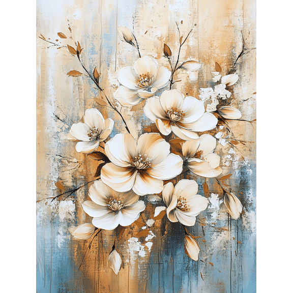 Elegant Cream Flower Canvas Wall Art, Perfect for Living Room, Bedroom, Dining Room, Office, and Hallway Decoration.