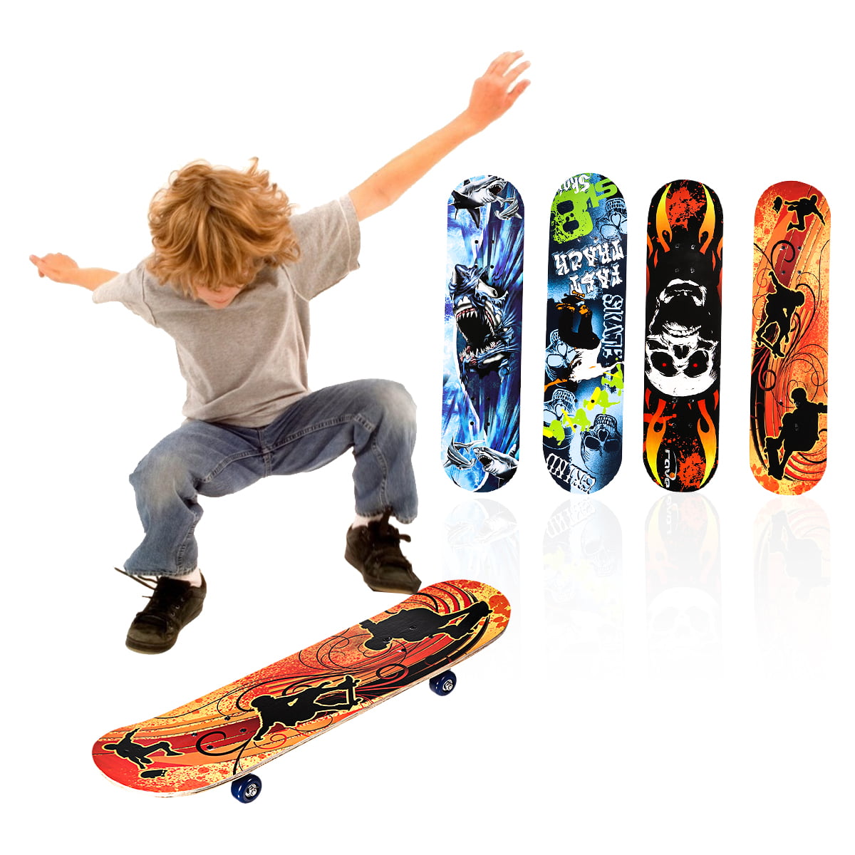 31.5'' Kids Adult Skateboard Complete 7 Ply Maple Board Beginner To Pro Outdoor 