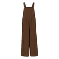 thumbnail image 5 of DGMIOCS Women's Solid Color Sleeveless Wide Leg Overalls with Pockets Loose Fit Jumpsuit Coffee XXL, 5 of 5