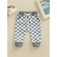 thumbnail image 2 of Qmyliery Toddler’s Casual Long Pants Fashion Checkerboard Printed Tie-up Mid-waist Trousers with Pockets,0-3 Years, 2 of 7