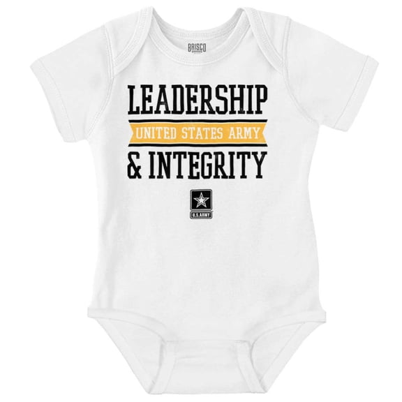 US Army Logo Leadership Integrity Romper Boys or Girls Infant Baby Brisco Brands NB