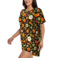 thumbnail image 2 of Fuzoiu Harvest Pumpkins Print Women's Short-Sleeved Pajama Set,Lounge Sleepwear Set,Womens Pajama Sets 2 Piece,Button-Up Top and Shorts with Pockets-XX-Large, 2 of 7
