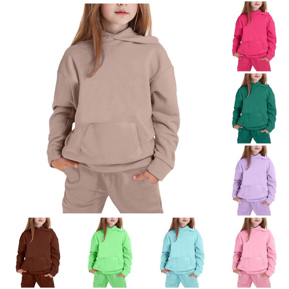 Venzia Girls Oversized Drop Shoulder Hoodie Long Sleeve Kangaroo Pocket Soft Sweatshirt Casual Loungewear Top for Kids School Outdoor Daily Play,4-5 Years