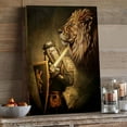 thumbnail image 3 of Lion and Knight Canvas Wall Art – Medieval Warrior with Sword and Lion Symbol, Christian Courage and Strength Home Décor, Inspirational Artwork, Ready to Hang, 3 of 4