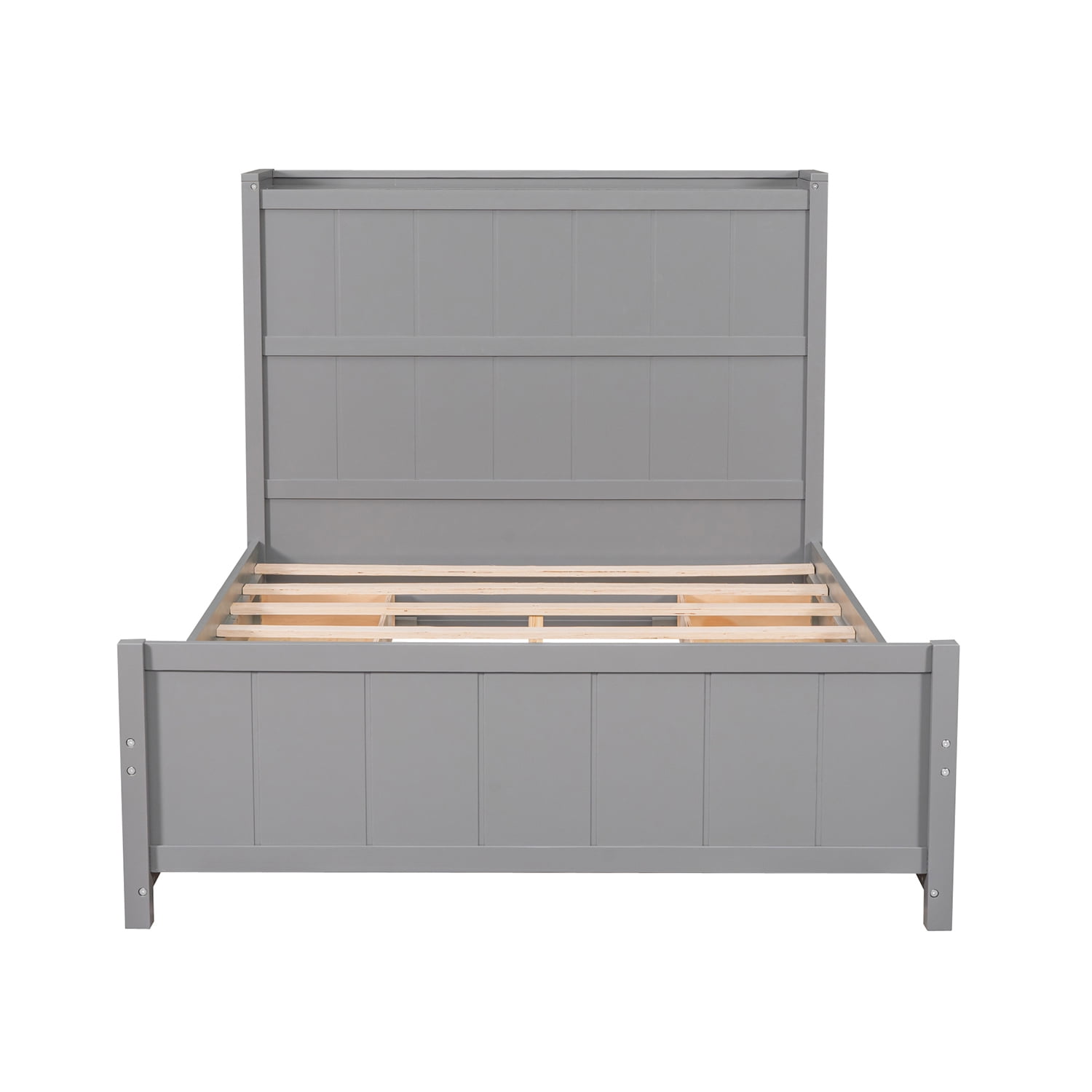 Kepooman Full Size Platform Bed Wood Bed Frame with Drawers and Storage Shelves, Grey Kepooman Full Size Platform Bed Wood Bed Frame with Drawers and Storage Shelves, Grey