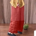 thumbnail image 5 of VEKDONE Women Wide Leg Pants Fashion Color Block Patchwork Palazzo Pants Summer Casual Elastic Waist Loose Fit Travel Trousers with Pockets Watermelon Red M, 5 of 6