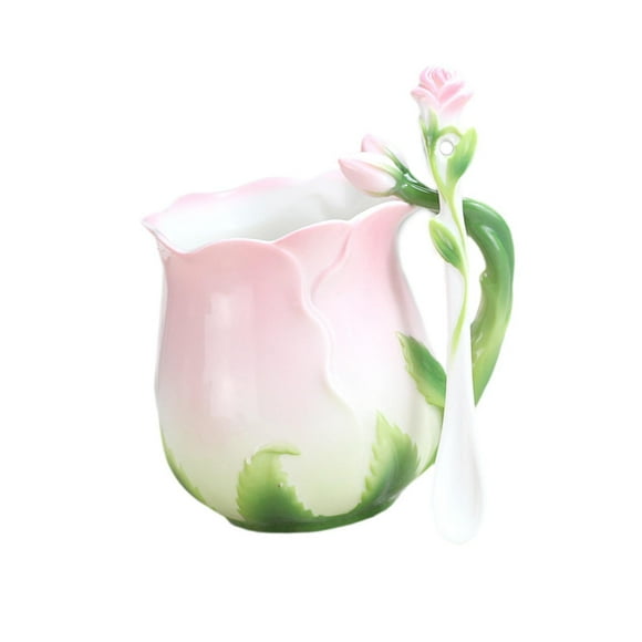 DOLITY Ceramic Coffee Mug 320ml Pottery Mug Drinking Cup for Tea Latte Hot Beverage Pink