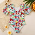 thumbnail image 6 of REORIAFEE Cute Swimsuits for Teen Girls One Piece Age 8-14 Years Puff Sleeves Cute Flower Print Beachwear Swimwear Bathing Suits High Waist Quick Dry 2024 Fashion Clothing, 6 of 9
