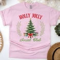 thumbnail image 1 of Holly Jolly Social Club T-Shirt | Christmas Tree Graphic Tee, Light Pink, Size L, 1 of 6
