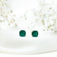 thumbnail image 4 of Rosec Jewels 2.75 CT Cushion Cut Lab Created Emerald Stud Earrings for Women, Lab Created Emerald Solitaire Earrings, 10K Yellow Gold, 4 of 7