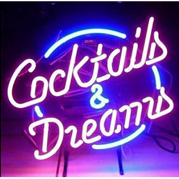 Queen Sense 17"x14" Cocktails And Dreams Neon Sign Man Cave Handmade Neon Light 117CAD