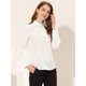 thumbnail image 4 of Blusa Allegra K de trabajo de oficina de manga larga con botones y cuello alto elegante para mujer blanco XS, 4 of 4