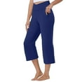 thumbnail image 3 of Capris Pants for Women Dressy Slimming Crossover Tummy Control 7/8 Length Pants Lightweight Wide Leg Soft Casual Gaucho Pants with Pockets Blue L, 3 of 6