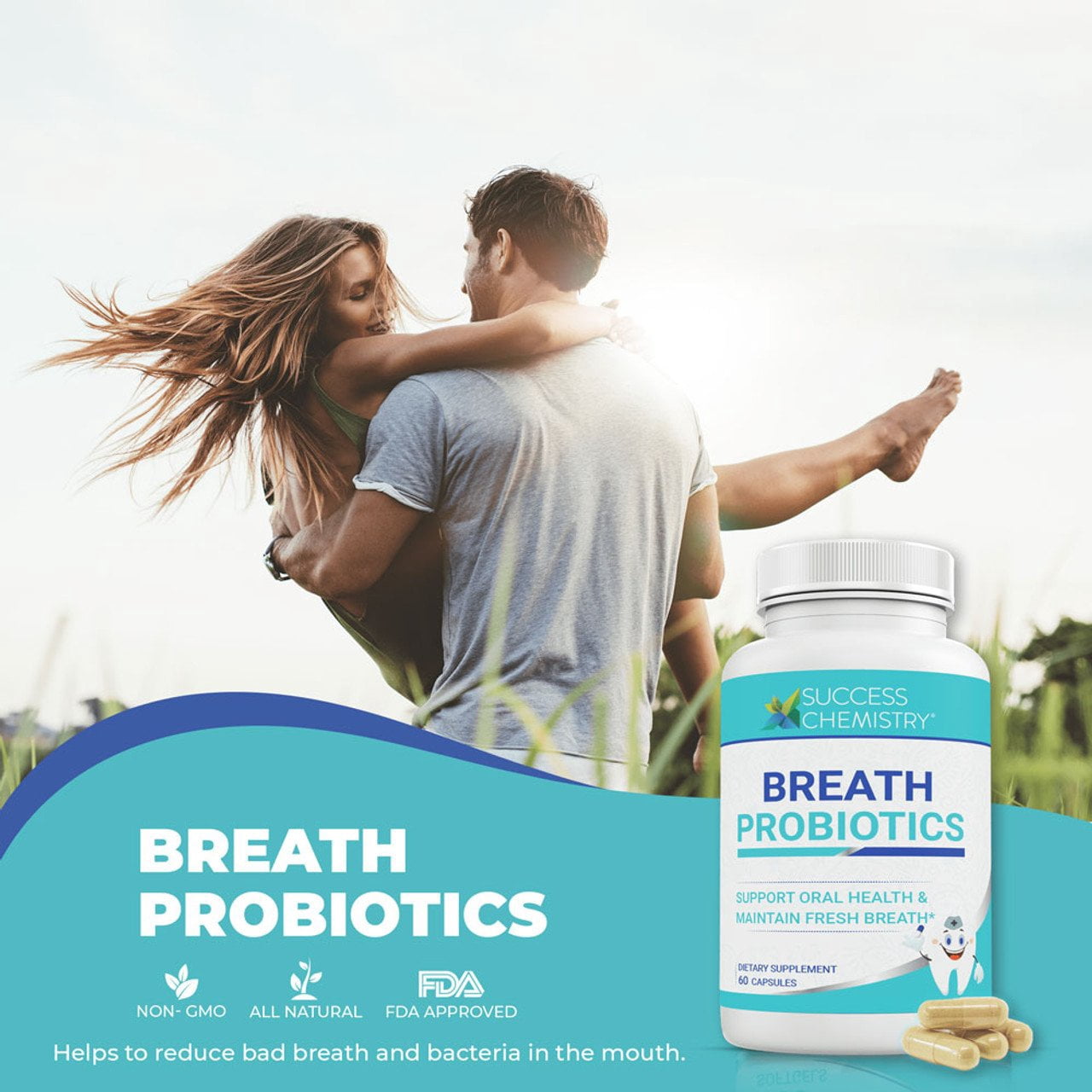 Success Chemistry Oral Health Probiotic with Herbal Blend - General Health & Wellness Support for Adults - 60 Count