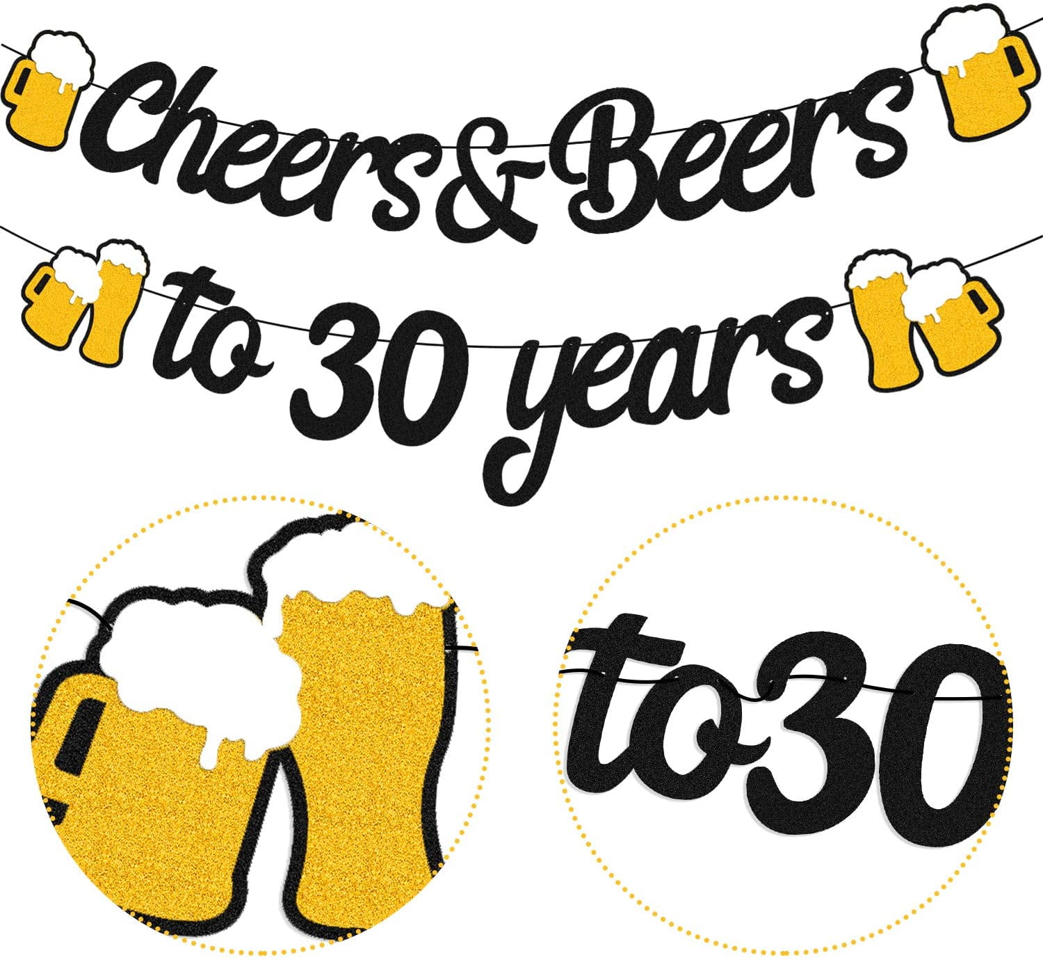 30th Birthday Decorations Cheers Beers To 30 Years Banner For Men Women 30s Birthday Backdrop Wedding Anniversary Party Supplies Black Glitter Decorations Pre Strung Add Both To Cart B086rplf18 Walmart Com