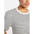 thumbnail image 4 of Terra & Sky Women's Plus Size Crewneck Top with Short Puff Sleeves, Size 0X-4X, 4 of 5